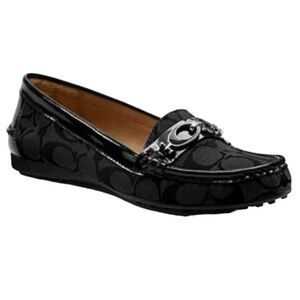 Coach Women's Black Fortunata Driving Loafers Flats size 6.5